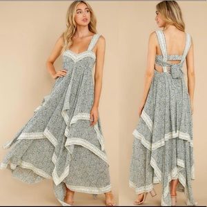 NWOT red dress boutique fall in love maxi